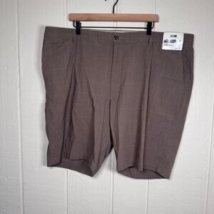 Joseph Abboud Chino Shorts Men 46 Brown Plaid Cotton Mid Rise Zip Fly Casual NWT